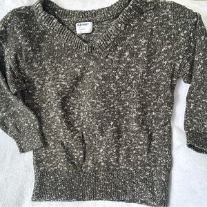 Old Navy Olive Marled V-Neck Sweater